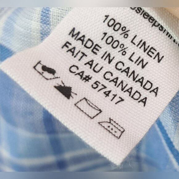 NWT The Sleep Shirt Short Blue Check 100% Linen Canada Plus Size One Size - Picture 4 of 14